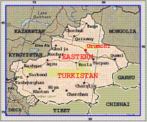 Map of East Turkestan